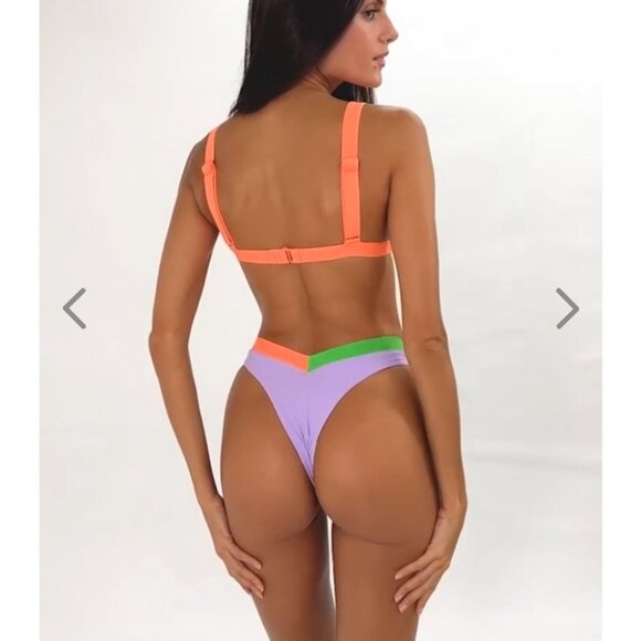 NWT OneOne Swimwear Bikini SET Wellfleet Purple Green Orange Lilac Kameron Jesse - Picture 6 of 13